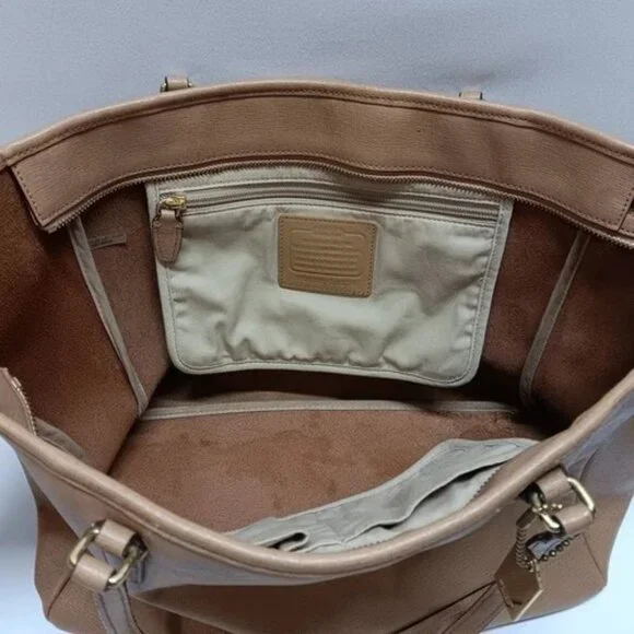 Coach East West City Tote Bag F23576 Tan Beige Saffiano Leather Shoulderbag GUC - Picture 14 of 16